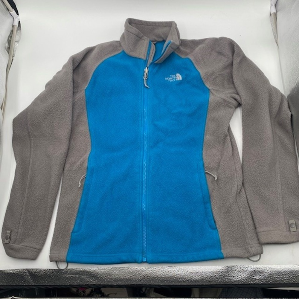 The North Face TKA 100 Glacier Fleece Jacket Womens M Blue Grey Full Zip Hiking